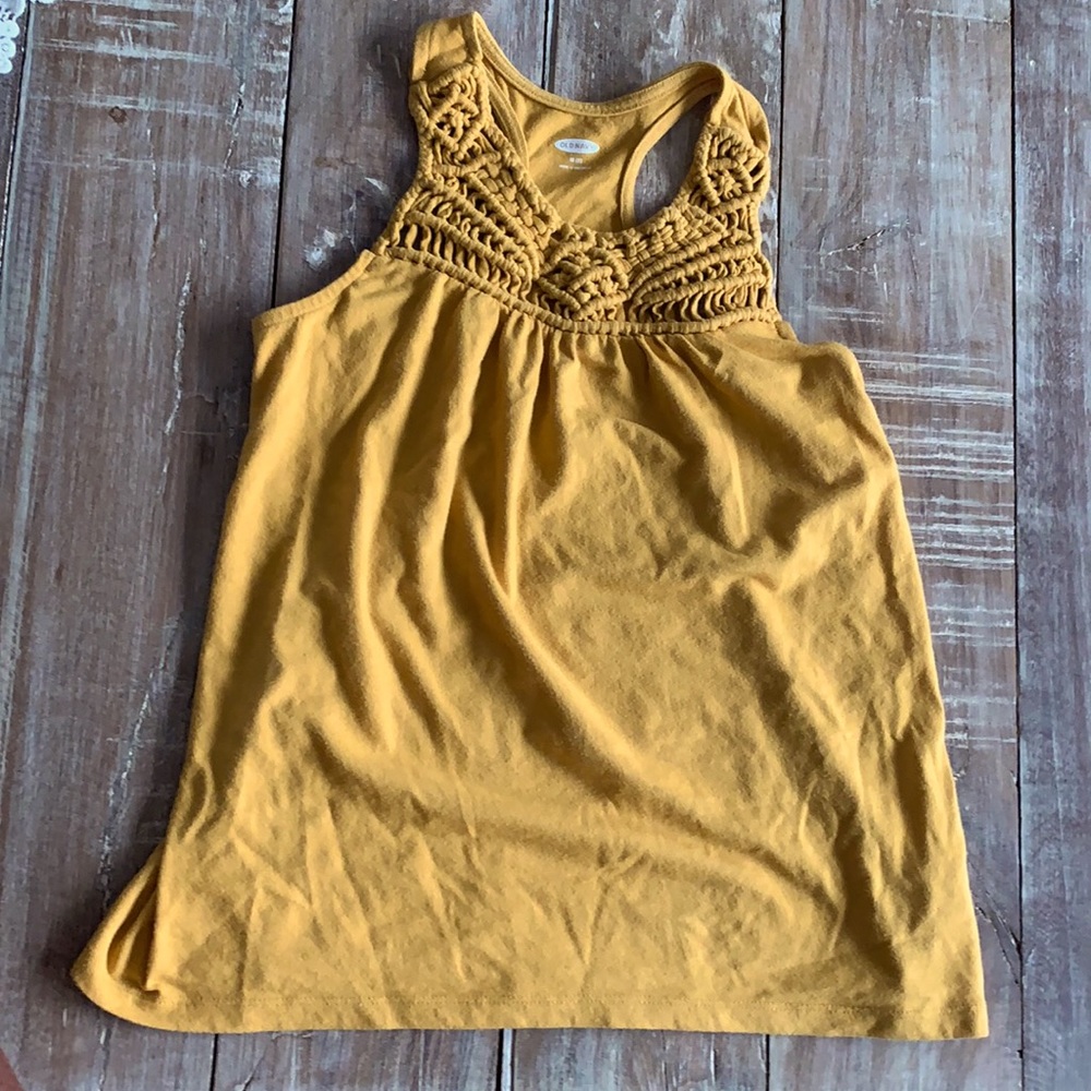Old navy tank top gold with macrame detail